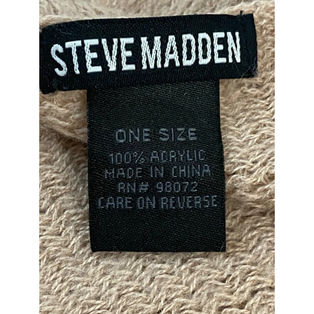 Steve Madden Camel Knit Fringe Scarf Wrap Shawl One Size 100% Acrylic - Picture 7 of 7